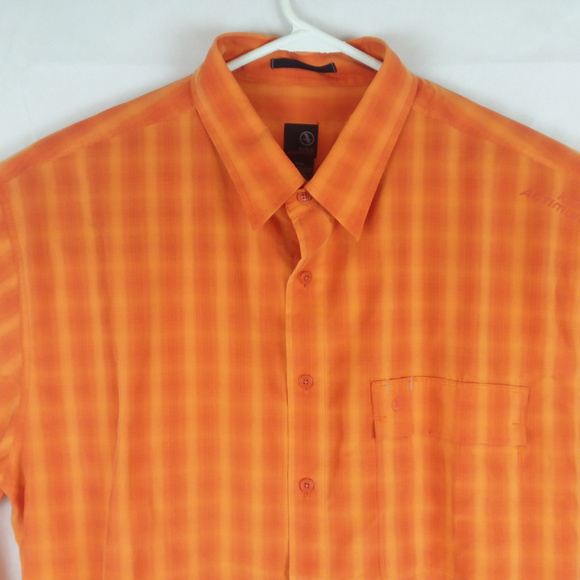 Men's XXL Vibrant Orange Checks Button Shirt - Picture 2 of 5
